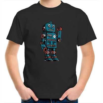 Robot - Kids Youth Crew T-Shirt Black Kids Youth T-shirt Sci Fi