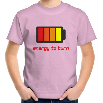Energy To Burn - Kids Youth Crew T-Shirt Pink Kids Youth T-shirt Funny