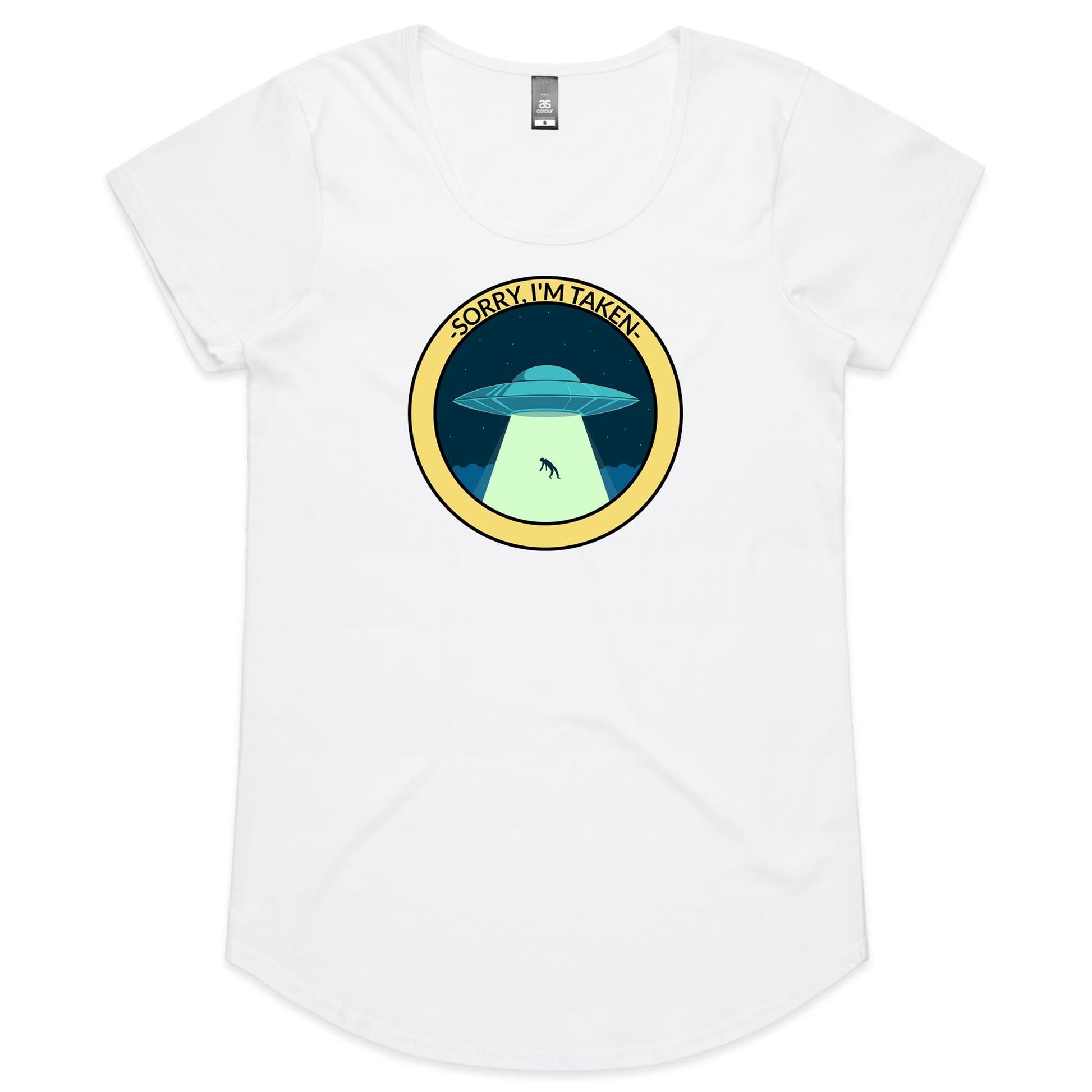UFO, Sorry, I'm Taken - Womens Scoop Neck T-Shirt White Womens Scoop Neck T-shirt Sci Fi