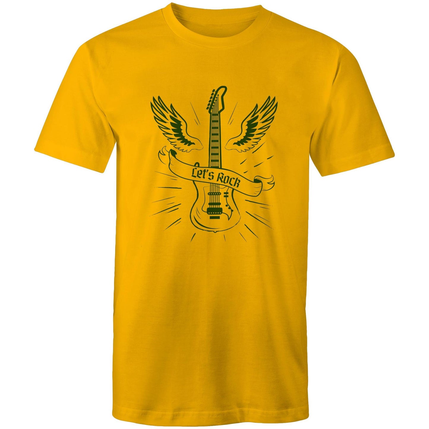 Let's Rock - Mens T-Shirt Gold Mens T-shirt Music
