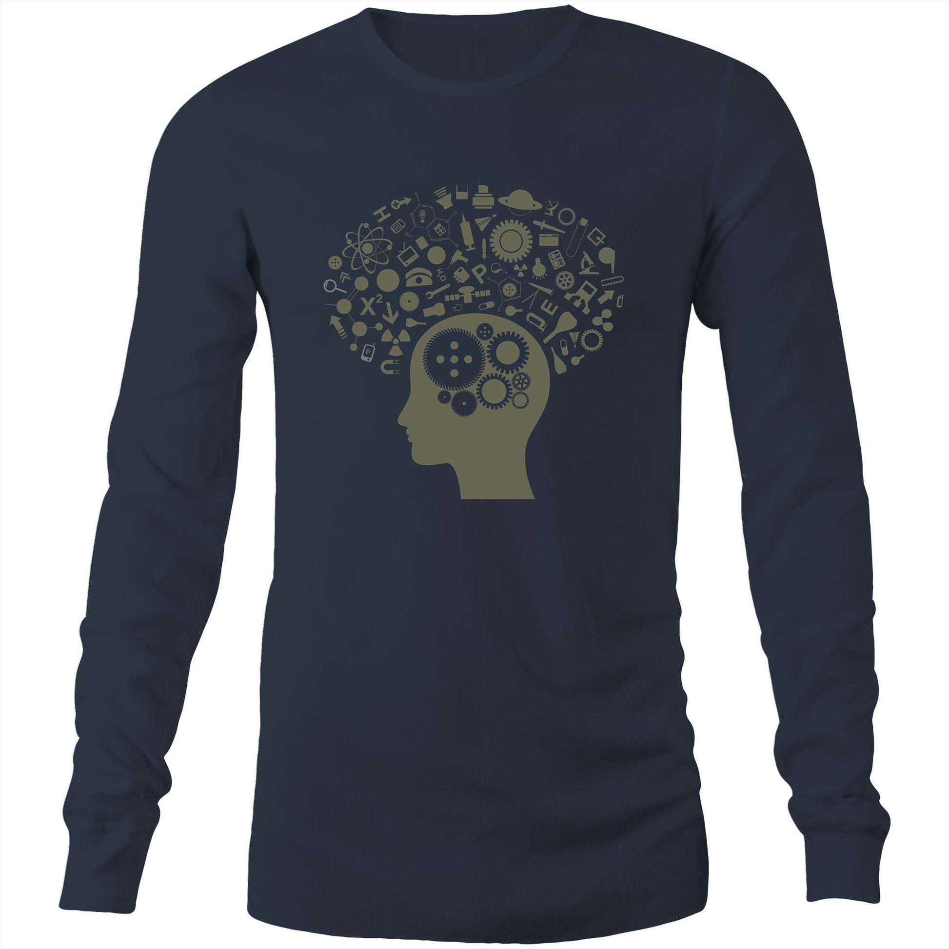 Science Brain - Long Sleeve T-Shirt Navy Unisex Long Sleeve T-shirt Mens Science Womens