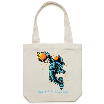 Astronaut Basketball - Canvas Tote Bag Cream One Size Tote Bag Space