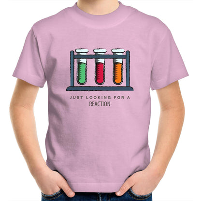 Test Tube, Just Looking For A Reaction - Kids Youth Crew T-Shirt Pink Kids Youth T-shirt Science