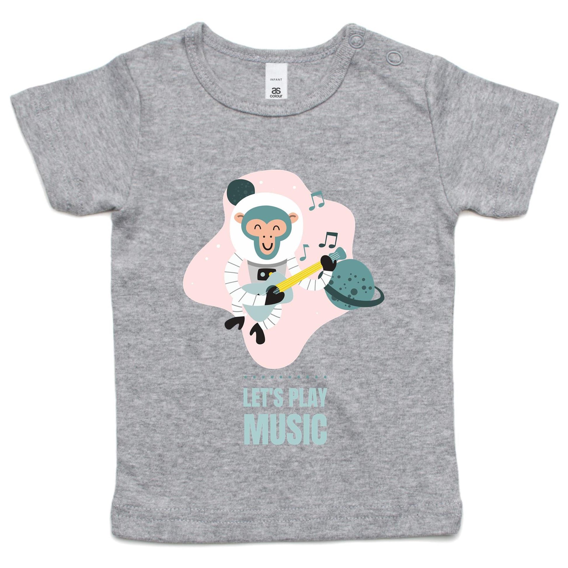 Let's Play Music - Baby T-shirt Grey Marle Baby T-shirt animal Dad Music Space