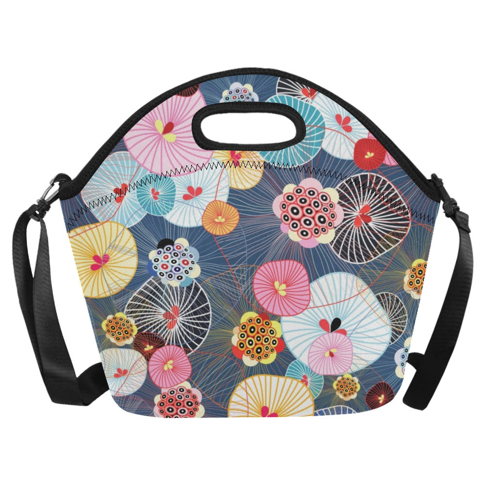 Abstract Floral - Neoprene Lunch Bag/Large Neoprene Lunch Bag/Large Plants Printed Offshore