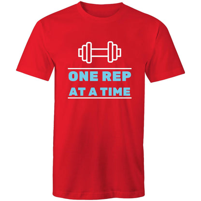 One Rep At A Time - Short Sleeve T-shirt Red Fitness T-shirt Fitness Mens Womens