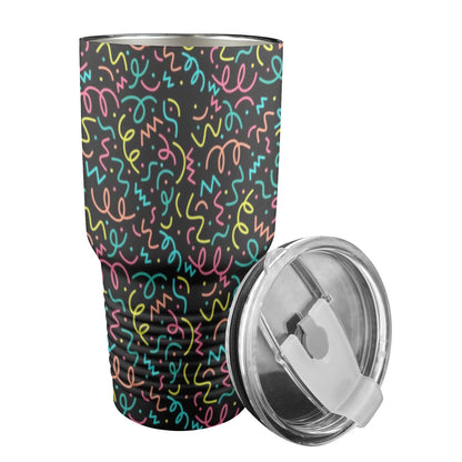 Squiggle Time - 30oz Insulated Stainless Steel Mobile Tumbler 30oz Insulated Stainless Steel Mobile Tumbler