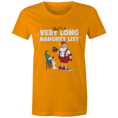 Santa's Naughty List - Womens T-shirt Orange Christmas Womens T-shirt Merry Christmas