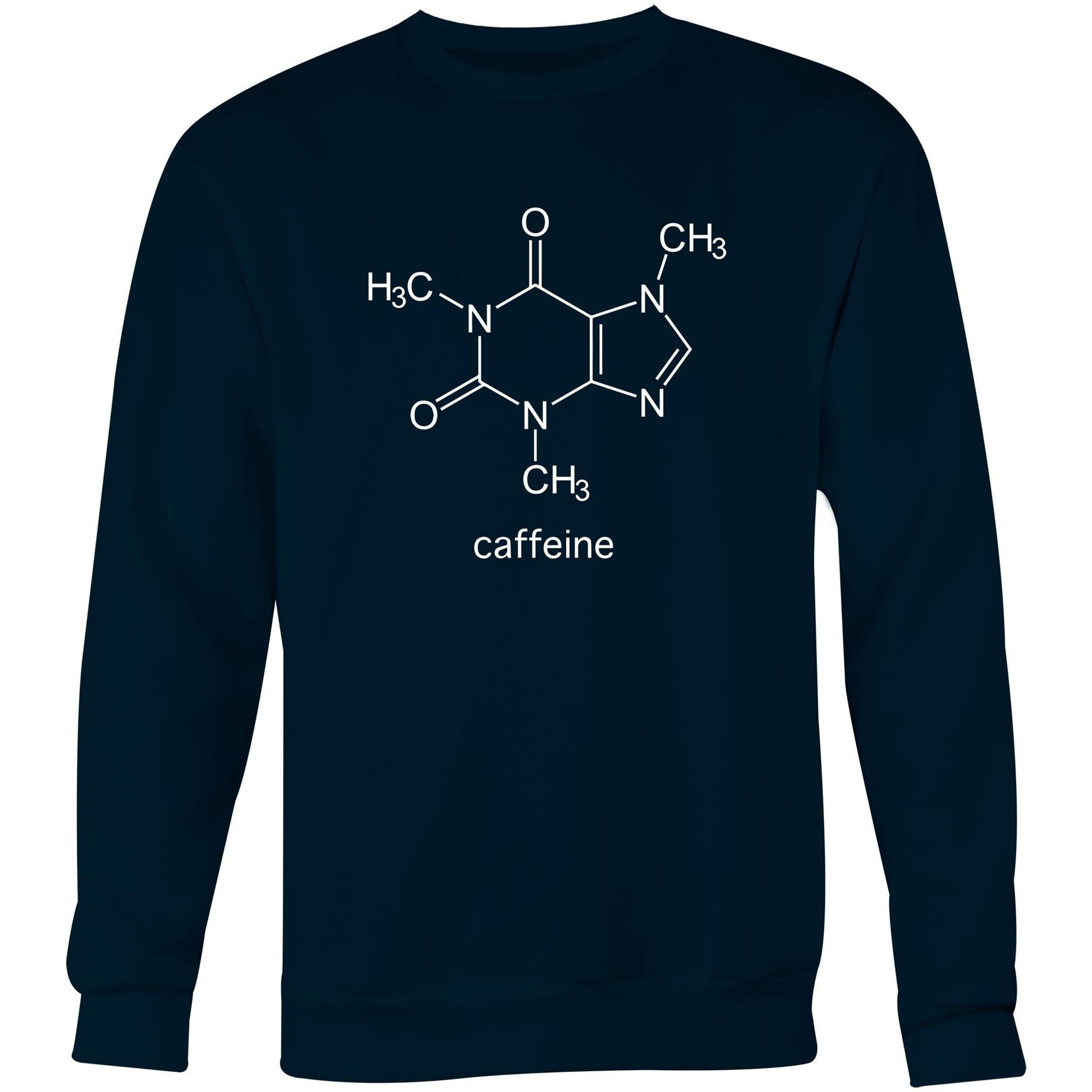 Caffeine Molecule - Crew Sweatshirt Navy Sweatshirt Coffee Mens Science Womens