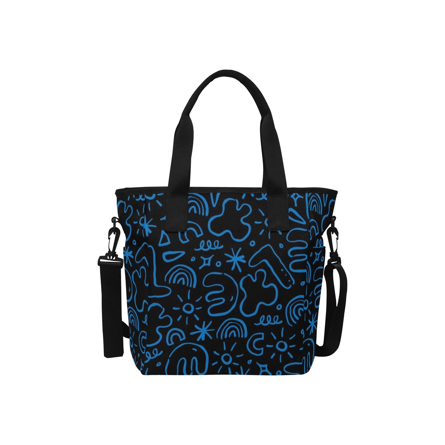 Blue Squiggle - Tote Bag with Shoulder Strap Nylon Tote Bag