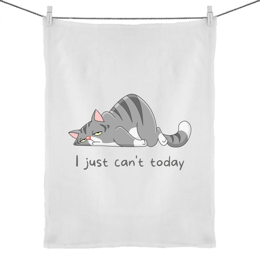 Cat, I Just Can't Today - 50% Linen 50% Cotton Tea Towel Default Title Tea Towel