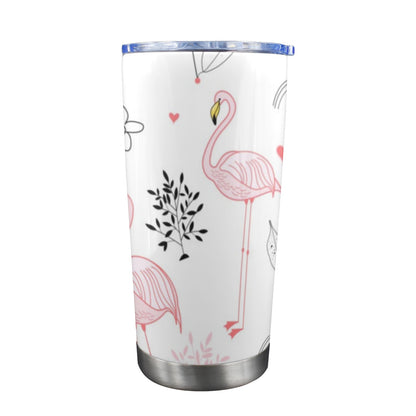 Pink Flamingos - 20oz Travel Mug with Clear Lid Clear Lid Travel Mug Printed Offshore