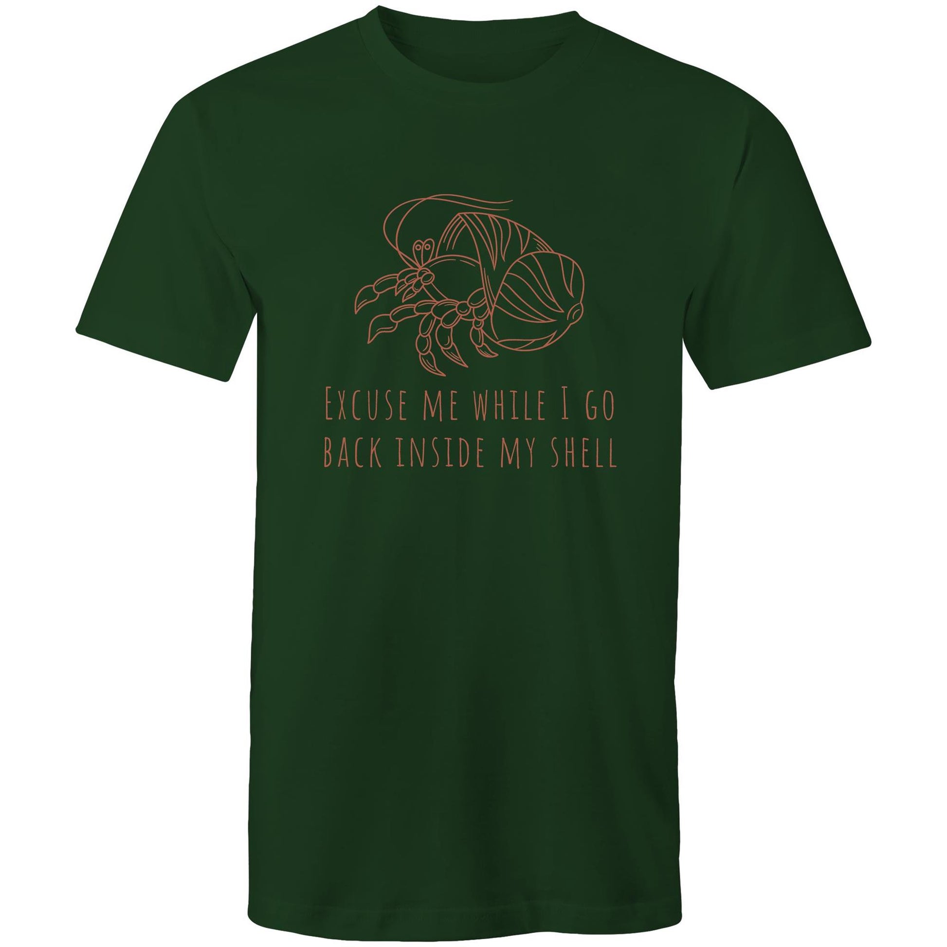 Hermit Crab Introvert - Mens T-Shirt Forest Green Mens T-shirt animal Funny Mens
