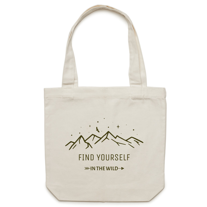 Find Yourself In The Wild - Canvas Tote Bag Cream One-Size Tote Bag Environment Reusable