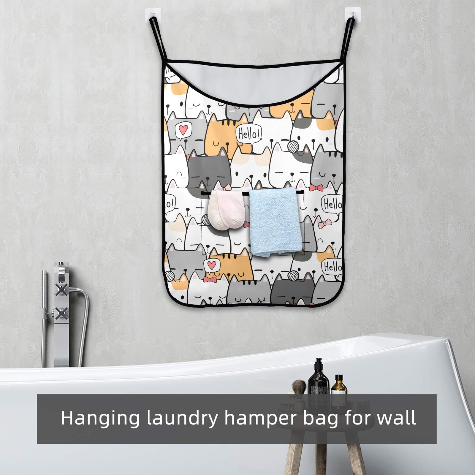 Cat Hello - Hanging Laundry Bag Hanging Laundry Bag Printed Offshore