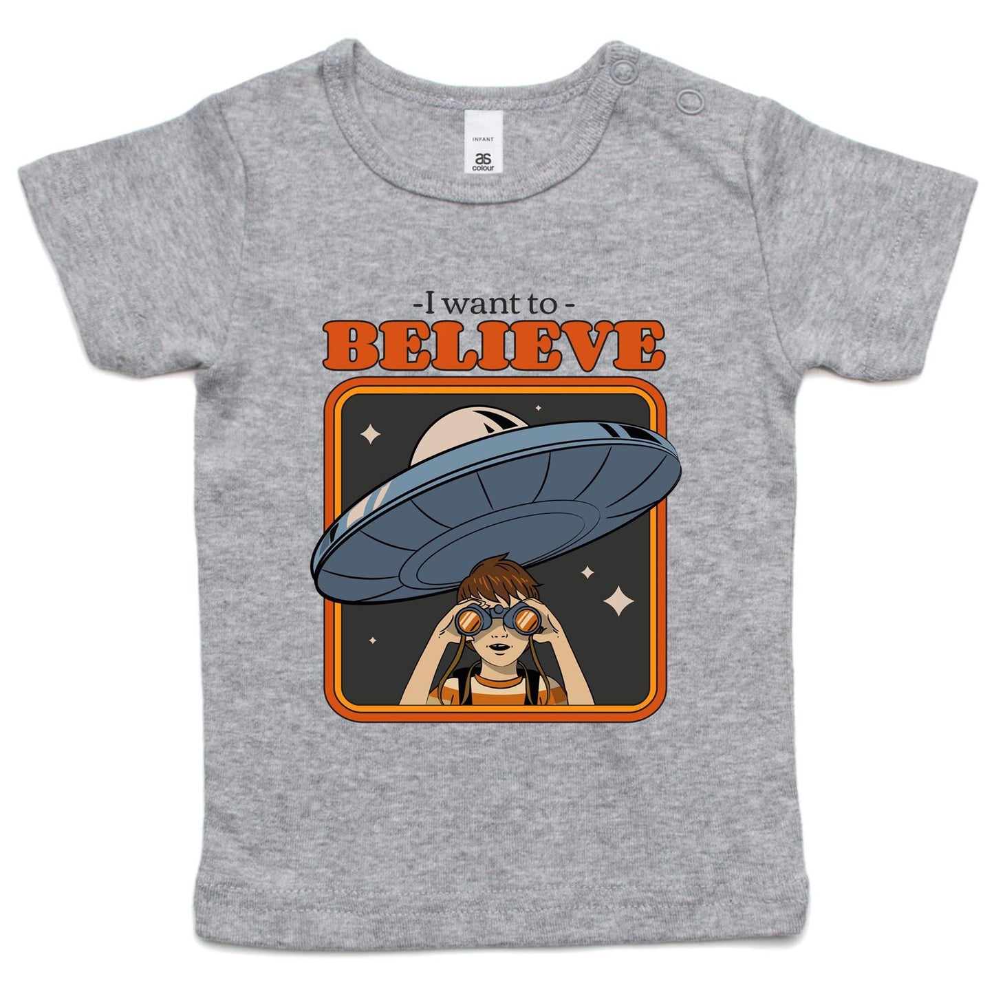 I Want To Believe - Baby T-shirt Grey Marle Baby T-shirt Sci Fi