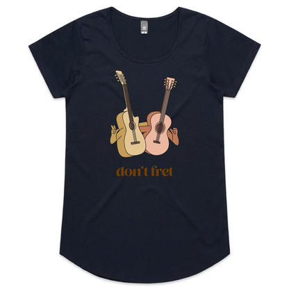 Don't Fret - Womens Scoop Neck T-Shirt Navy Womens Scoop Neck T-shirt Music