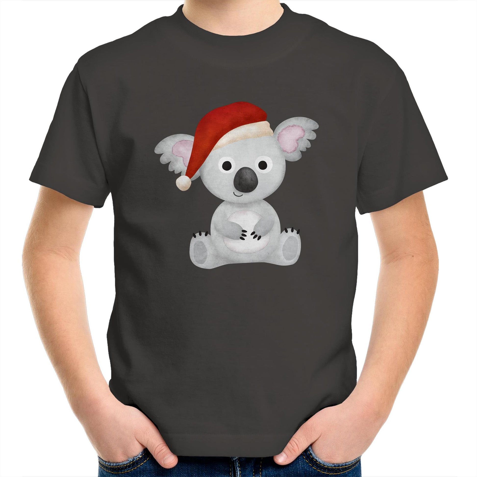 Christmas Koala - Kids Youth Crew T-Shirt Charcoal Christmas Kids T-shirt Merry Christmas