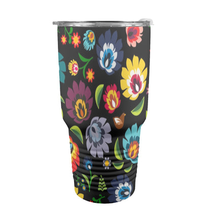 Bright Floral - 30oz Insulated Stainless Steel Mobile Tumbler 30oz Insulated Stainless Steel Mobile Tumbler Plants