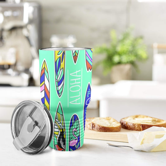 Surfboards - 30oz Insulated Stainless Steel Mobile Tumbler 30oz Insulated Stainless Steel Mobile Tumbler Summer Surf