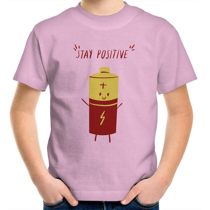 Stay Positive - Kids Youth Crew T-Shirt Pink Kids Youth T-shirt Funny