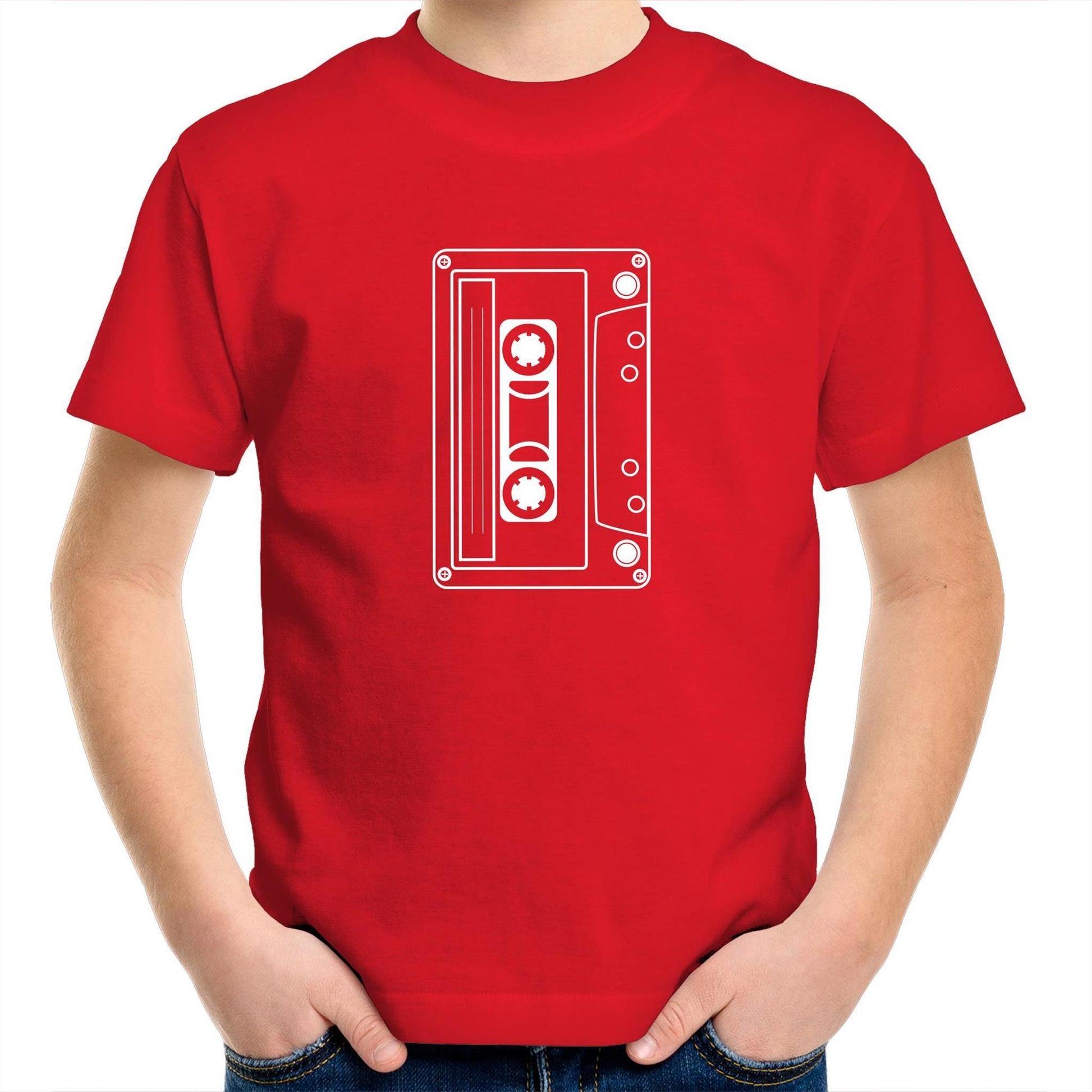 Cassette - Kids Youth Crew T-Shirt Red Kids Youth T-shirt Music Retro