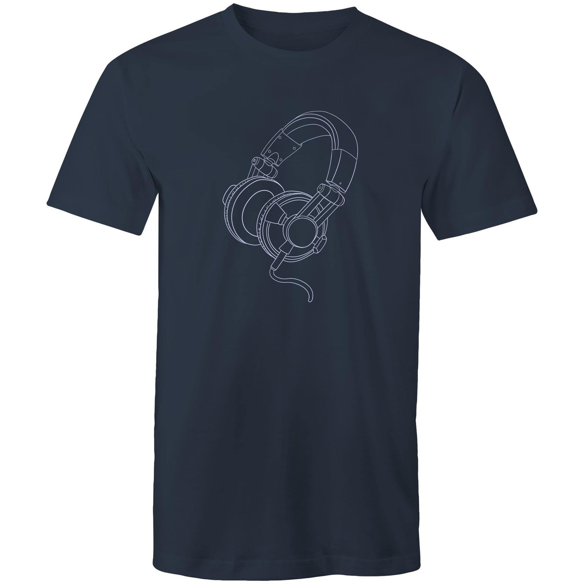 Headphones - Mens T-Shirt Navy Mens T-shirt Mens Music
