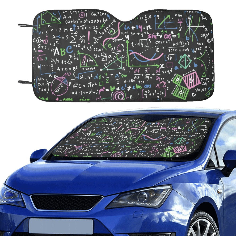 Equations In Green And Pink - Car Sun Shade 55"x30" Car Sun Shade 55"x30" Printed Offshore