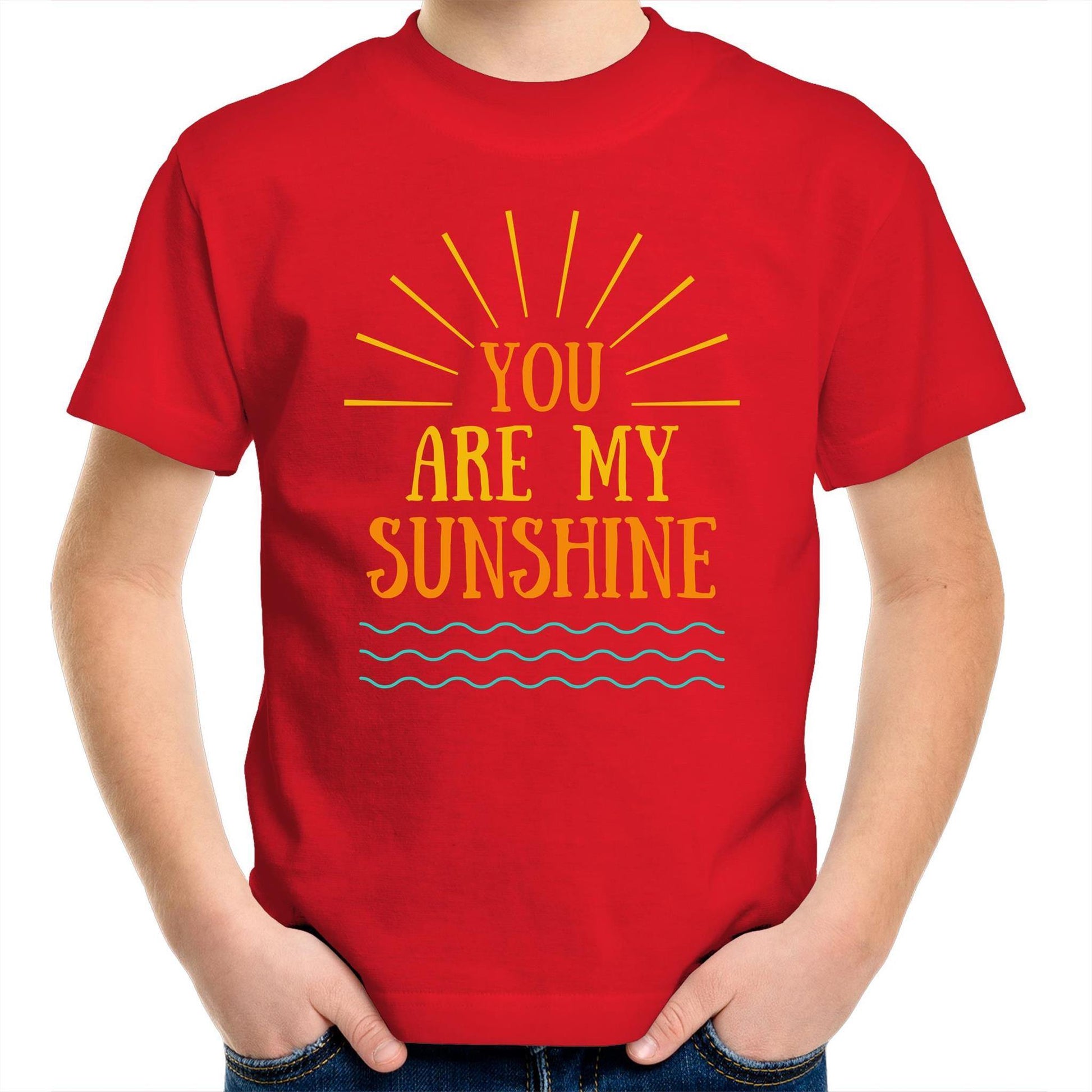 You Are My Sunshine - Kids Youth Crew T-Shirt Red Kids Youth T-shirt Summer