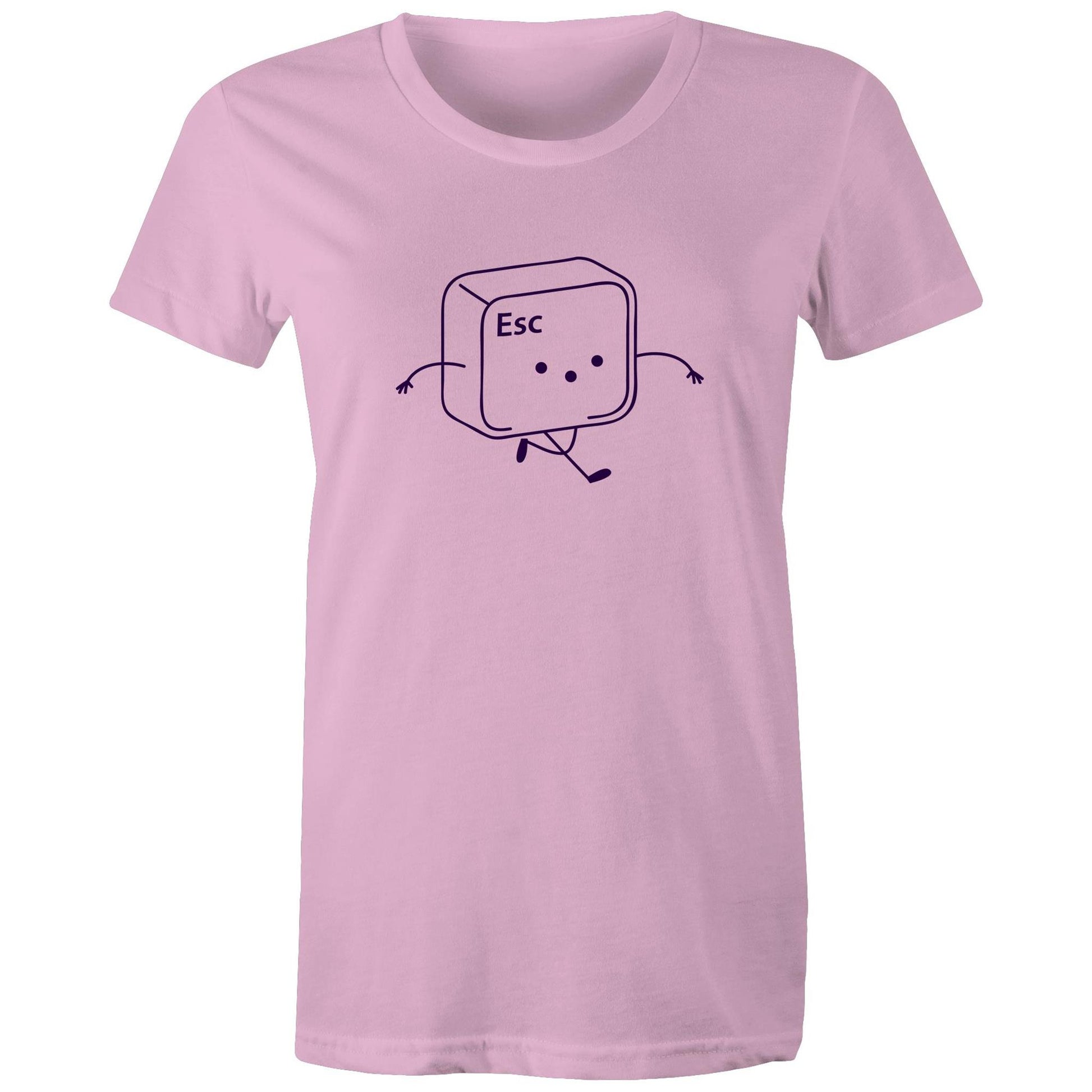 Esc, Escape Key - Womens T-shirt Pink Womens T-shirt Tech