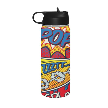 Comic Book Insulated Water Bottle with Straw Lid (18 oz) Insulated Water Bottle with Straw Lid