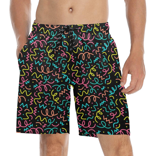 Squiggle Time - Men's Mid-Length Beach Shorts Men's Mid-Length Beach Shorts Funny