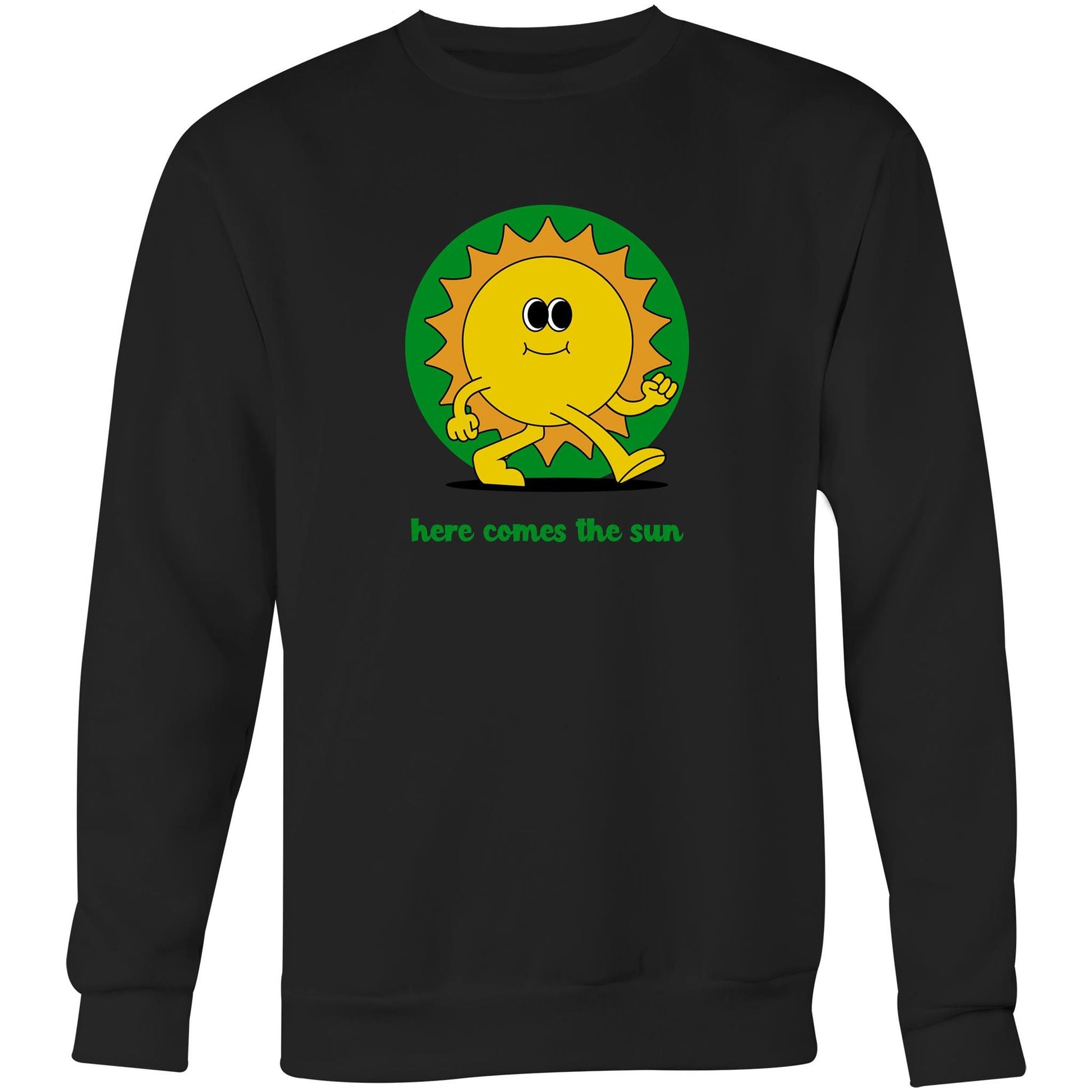 Here Comes The Sun - Crew Sweatshirt Black Sweatshirt Retro Summer