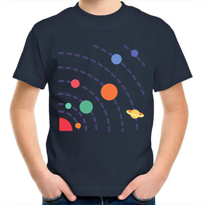 Solar System - Kids Youth Crew T-Shirt Navy Kids Youth T-shirt Science Space