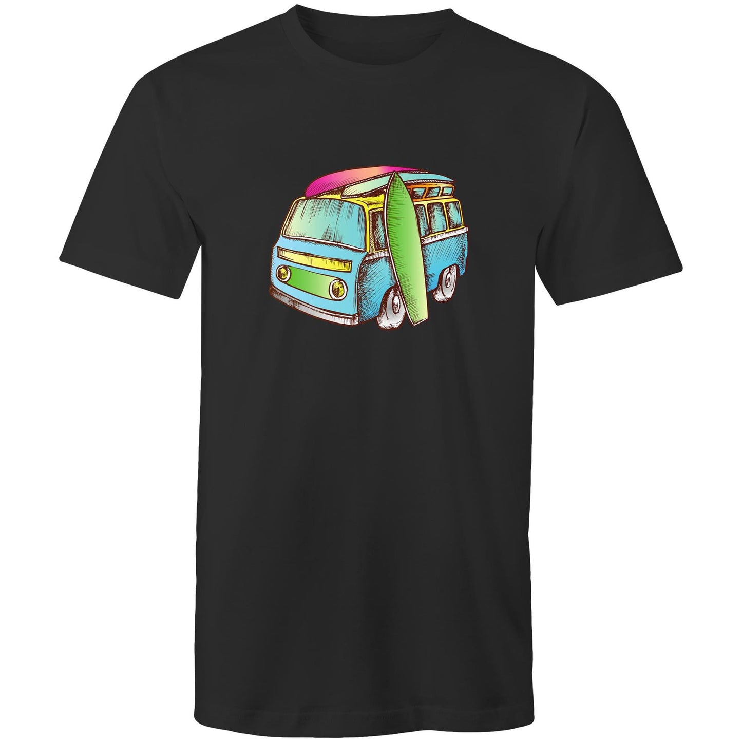 Surf Trip - Mens T-Shirt Black Mens T-shirt Mens Retro Summer