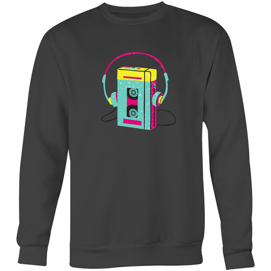 Wired For Sound, Music Player - Crew Sweatshirt Coal Sweatshirt Mens Music Retro Womens