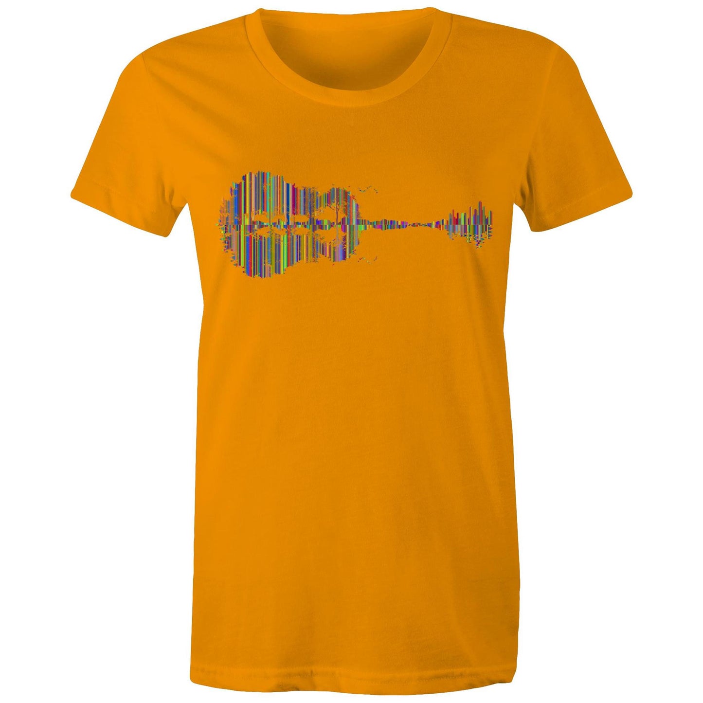 Guitar Reflection In Colour - Womens T-shirt Orange Womens T-shirt Music