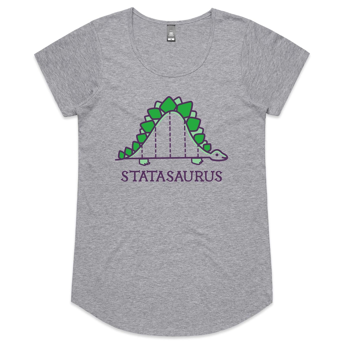 Statasaurus - Womens Scoop Neck T-Shirt Grey Marle Womens Scoop Neck T-shirt animal Maths Science