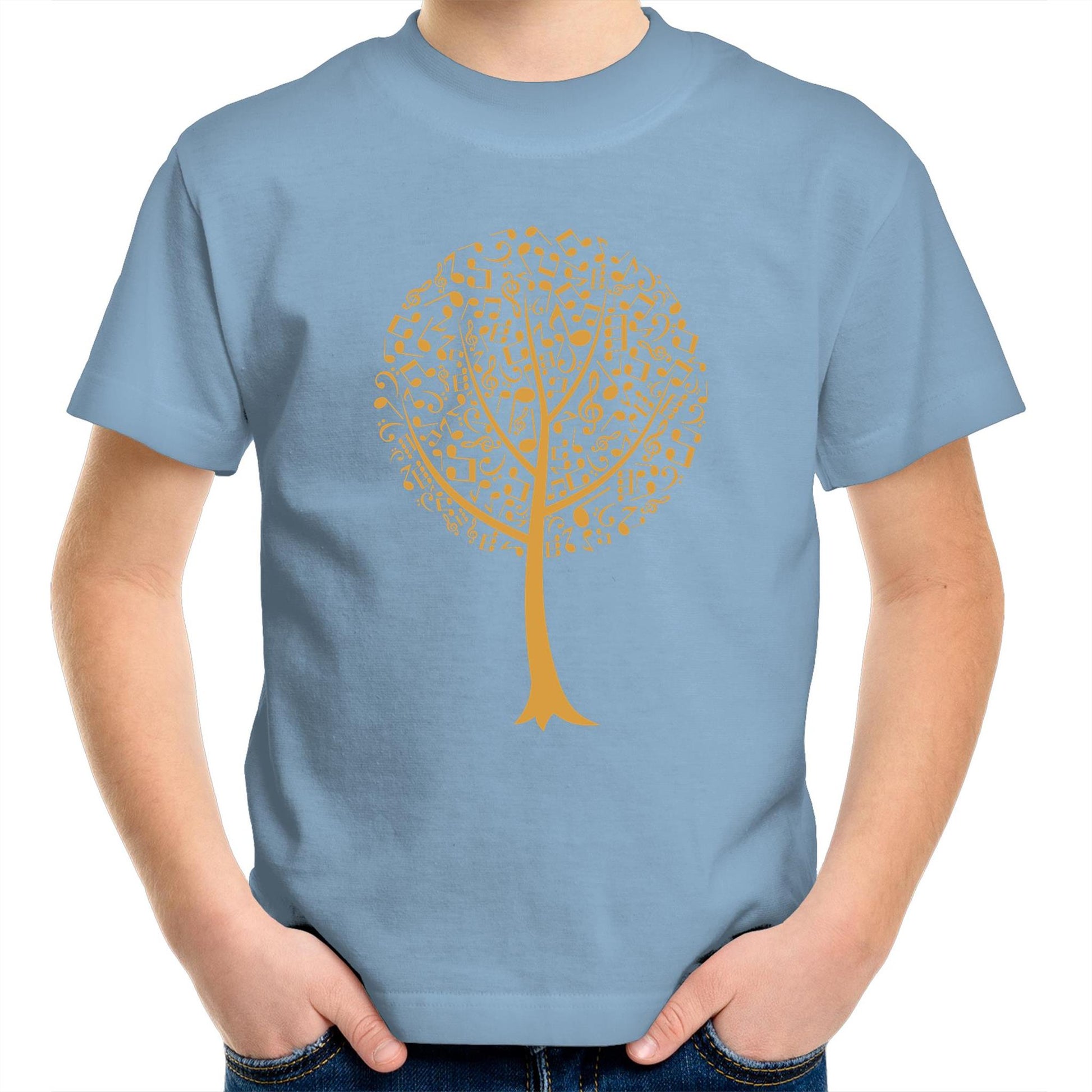 Music Tree - Kids Youth Crew T-Shirt Carolina Blue Kids Youth T-shirt Music Plants