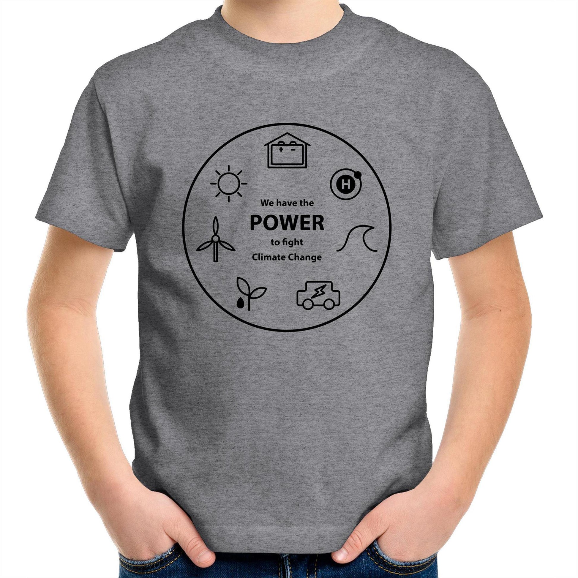 We Have The Power - Kids Youth Crew T-Shirt Grey Marle Kids Youth T-shirt Environment