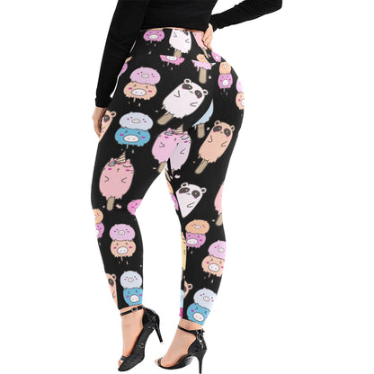 Cute Animal Ice Blocks - Women's Extra Plus Size High Waist Leggings Women's Extra Plus Size High Waist Leggings animal Food Printed Offshore Summer