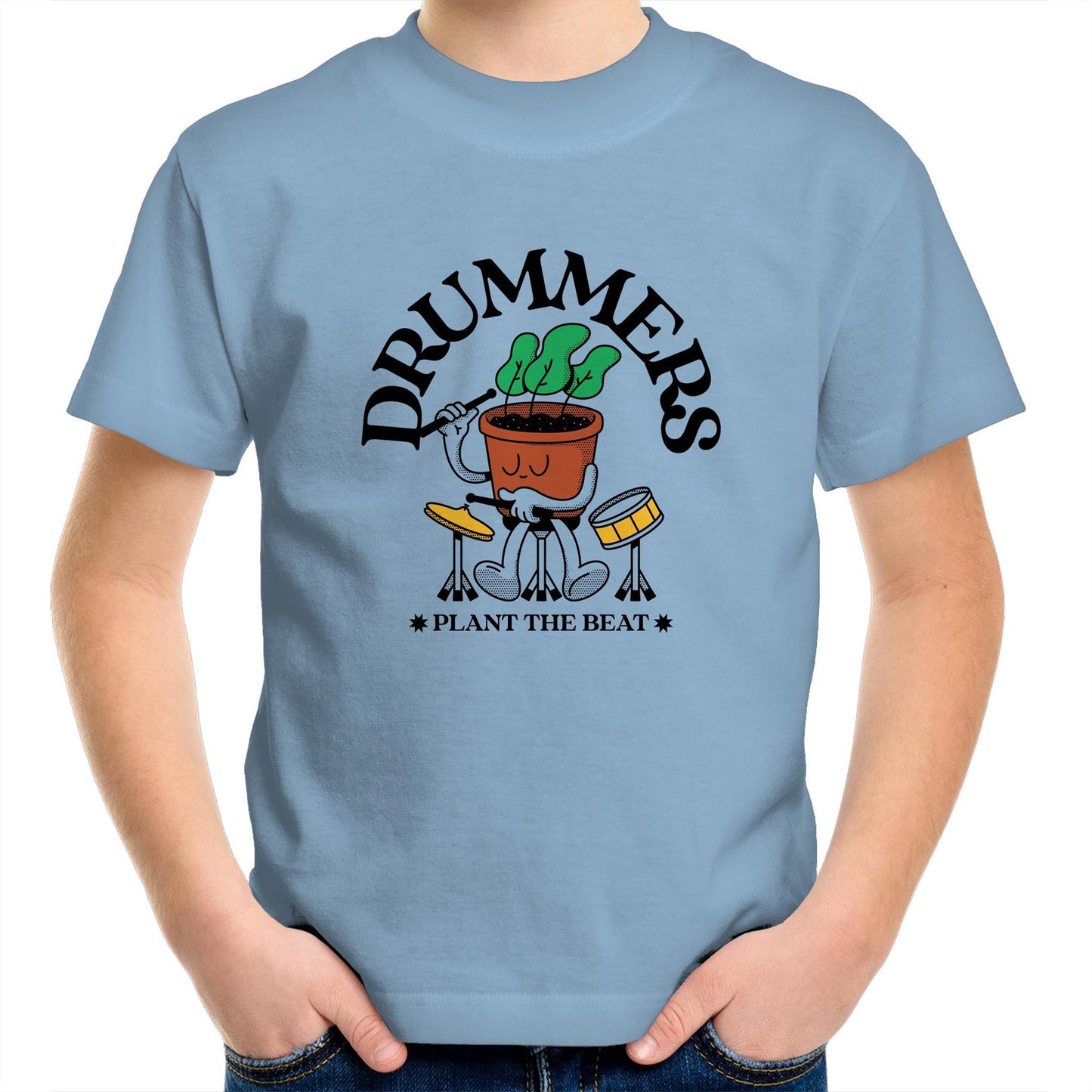 Drummers - Kids Youth Crew T-Shirt Carolina Blue Kids Youth T-shirt Music Plants