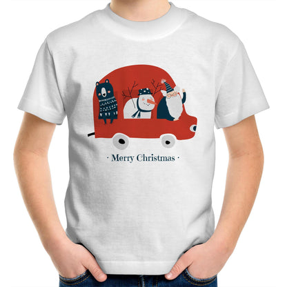 Santa Car - Kids Youth Crew T-Shirt White Christmas Kids T-shirt Merry Christmas