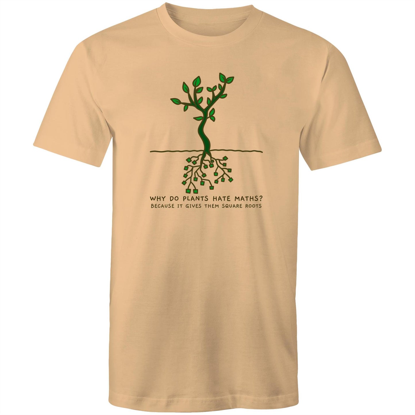 Square Roots - Mens T-Shirt Tan Mens T-shirt Maths Plants Science