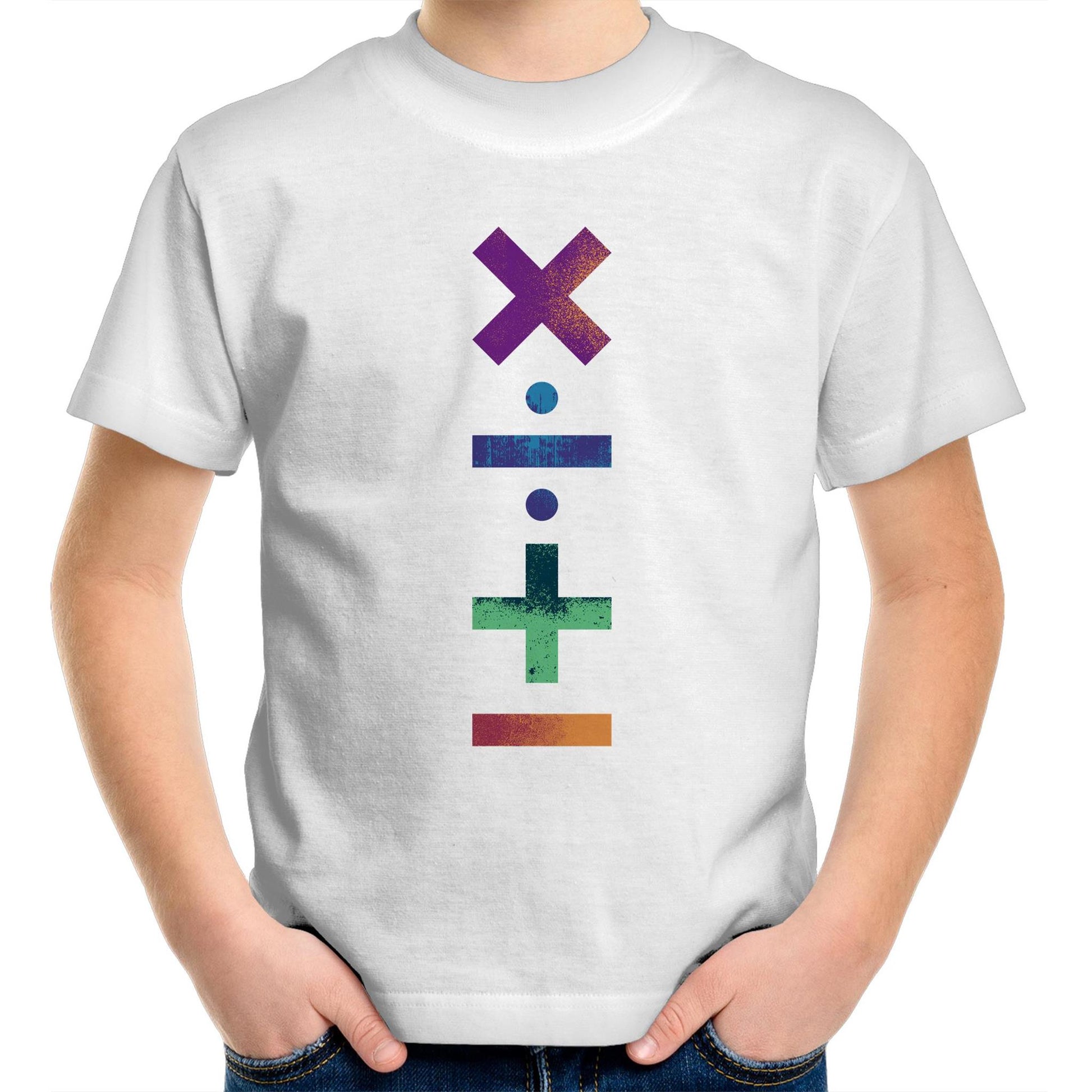 Maths Symbols - Kids Youth Crew T-Shirt White Kids Youth T-shirt Maths Science