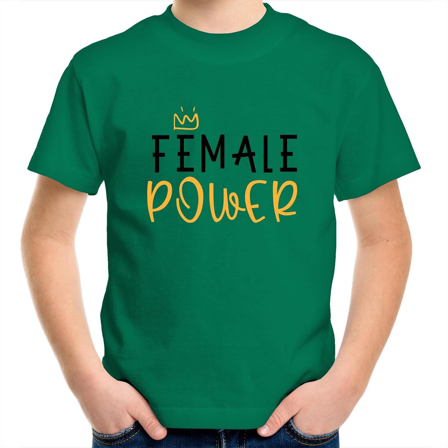 Female Power - Kids Youth Crew T-Shirt Kelly Green Kids Youth T-shirt