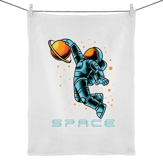 Astronaut Basketball - 50% Linen 50% Cotton Tea Towel Default Title Tea Towel Space