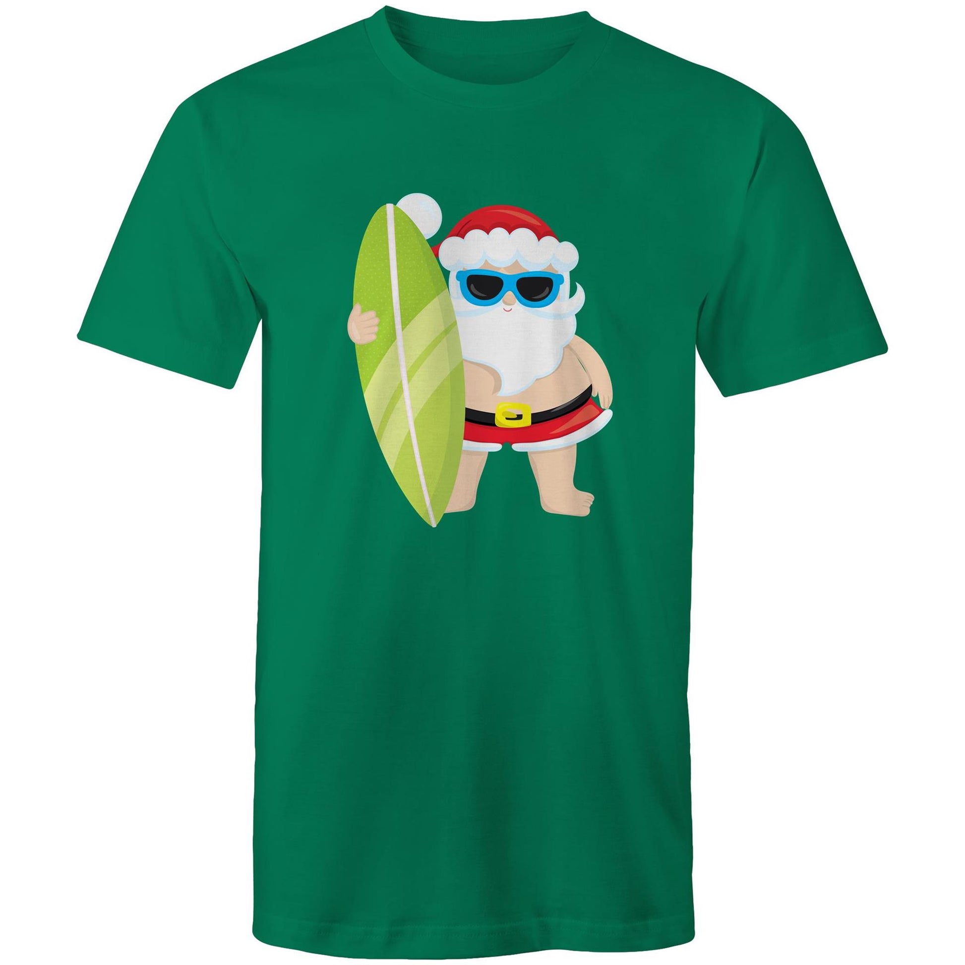 Surf Santa - Mens T-Shirt Kelly Green Christmas Mens T-shirt Merry Christmas