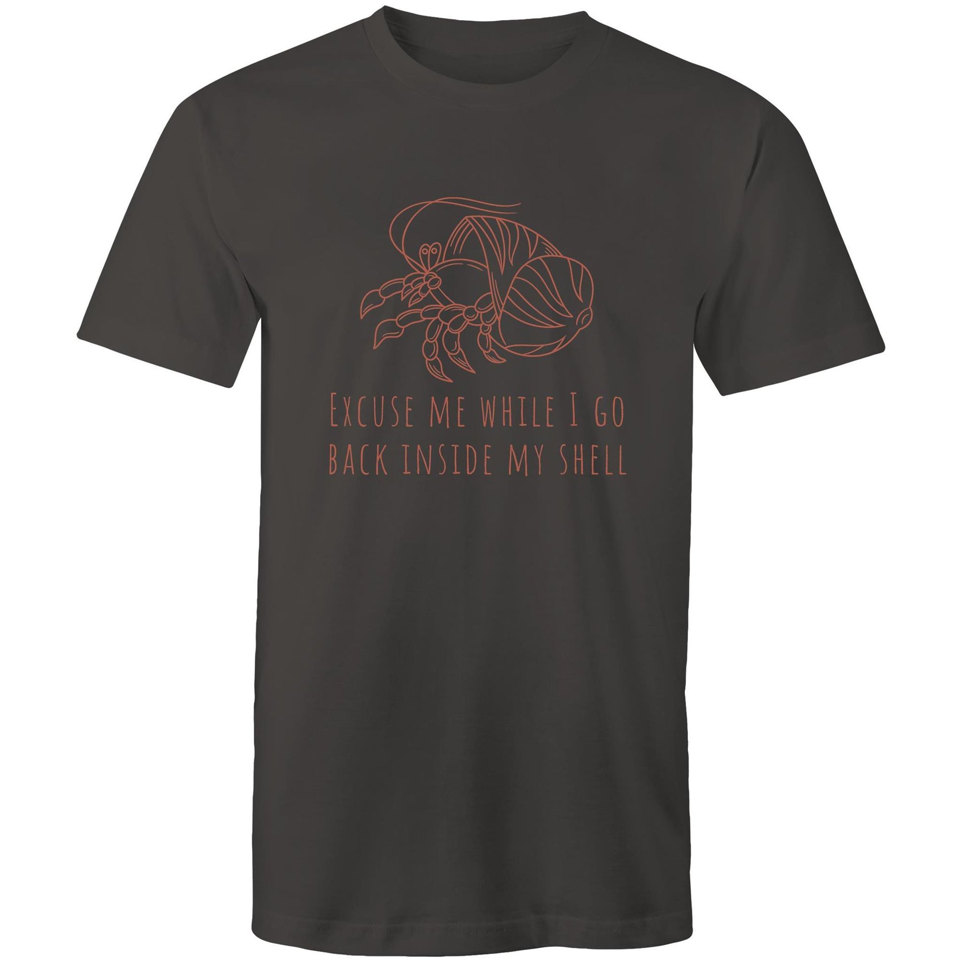 Hermit Crab Introvert - Mens T-Shirt Charcoal Mens T-shirt animal Funny Mens