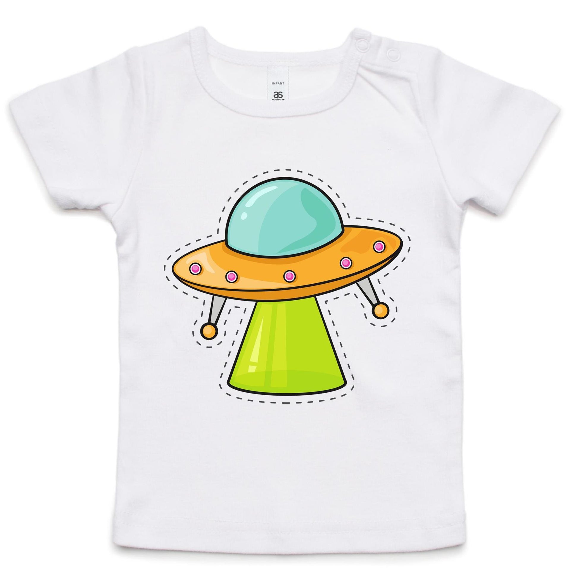 Alien UFO - Baby T-shirt White Baby T-shirt kids Retro Sci Fi Space